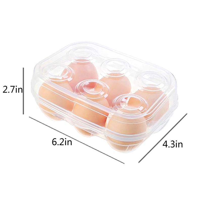YOHA Clear Egg Storage Box Delicate 6 Girds Egg Dispenser Holder Case Refrigerator Crisper Camping Picnic Travel Portable Egg Carriage,Clear-6 - Image 4